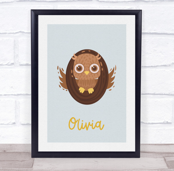 Initial Funky Letter O With Owl Personalised Children's Wall Art Print