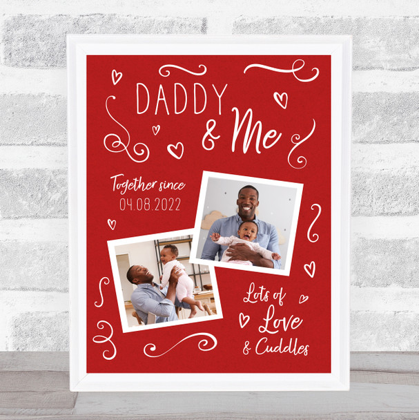 Daddy And Me Photo Doodle Father's Day Dad Red Nursery Birthday Nursery Print