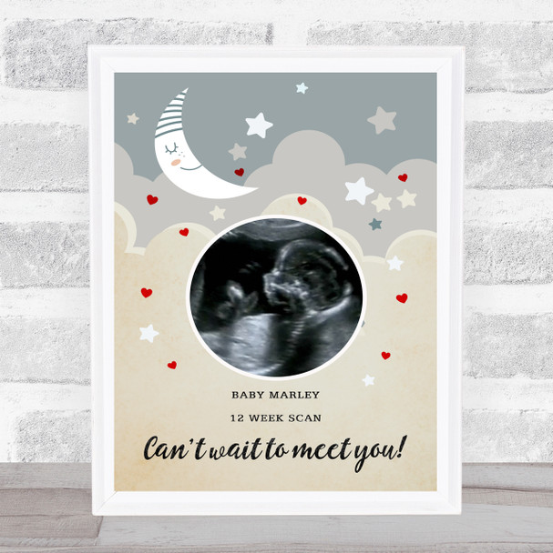 Heart Moon Pregnancy Baby Scan Picture Photo Keepsake Gift Print