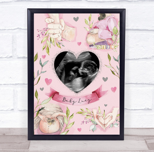 Baby Girl Pregnancy Scan Picture Photo Keepsake Gift Print