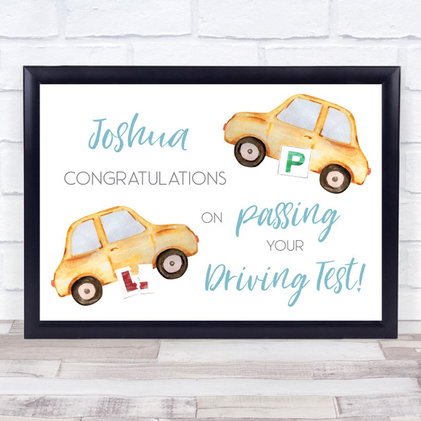 Passing Driving Test Congratulations Yellow Cars Personalised Gift Art Print