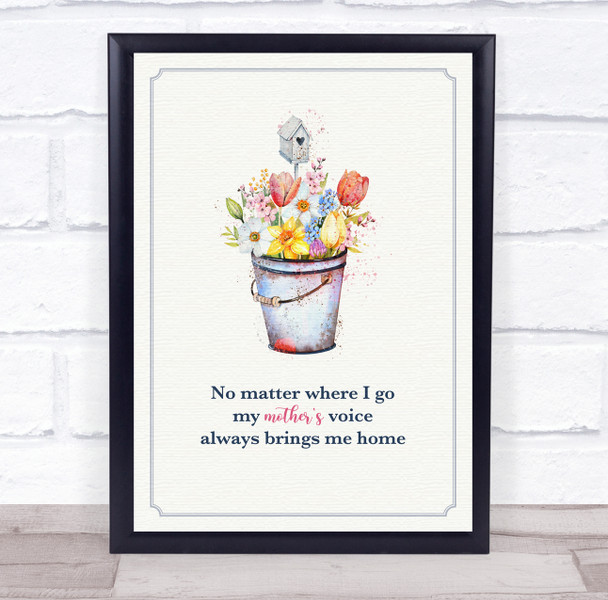 Watercolour Flowers In Bucket Mother's Voice Personalised Gift Art Print