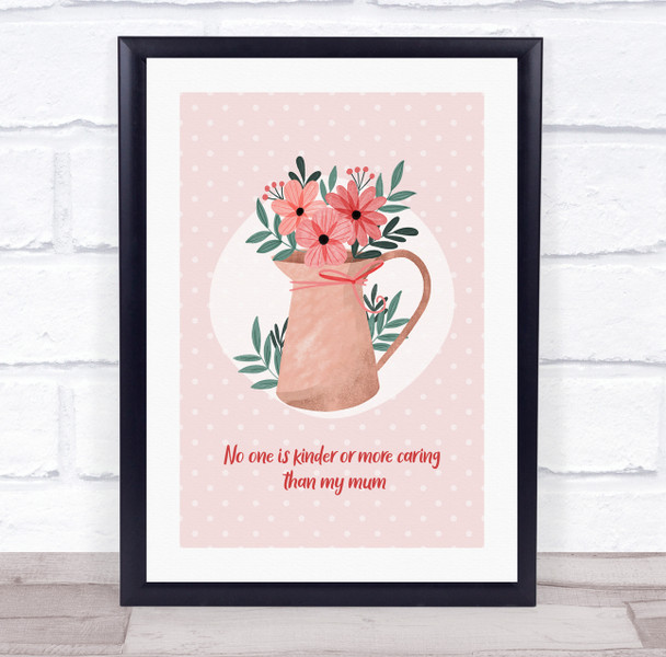 Watercolour Pink Flowers Mum Kind Caring Personalised Gift Art Print