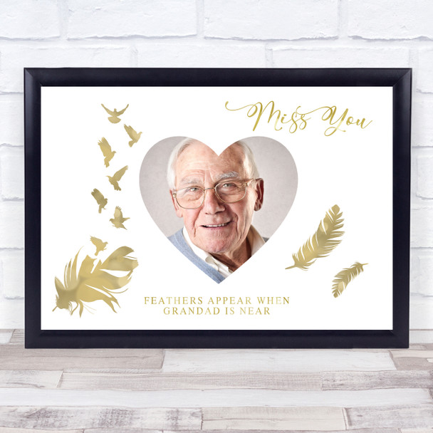 Feathers Appear Grandad Memorial Photo Personalised Gift Art Print