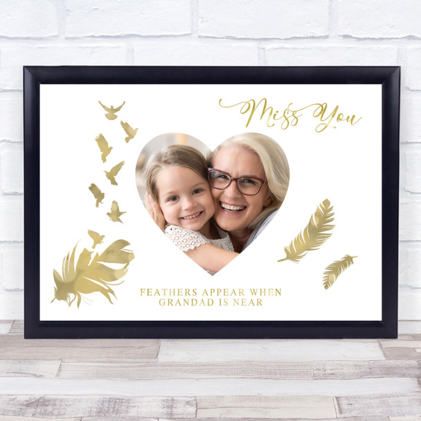 Feathers Appear Grandma Memorial Photo Personalised Gift Art Print