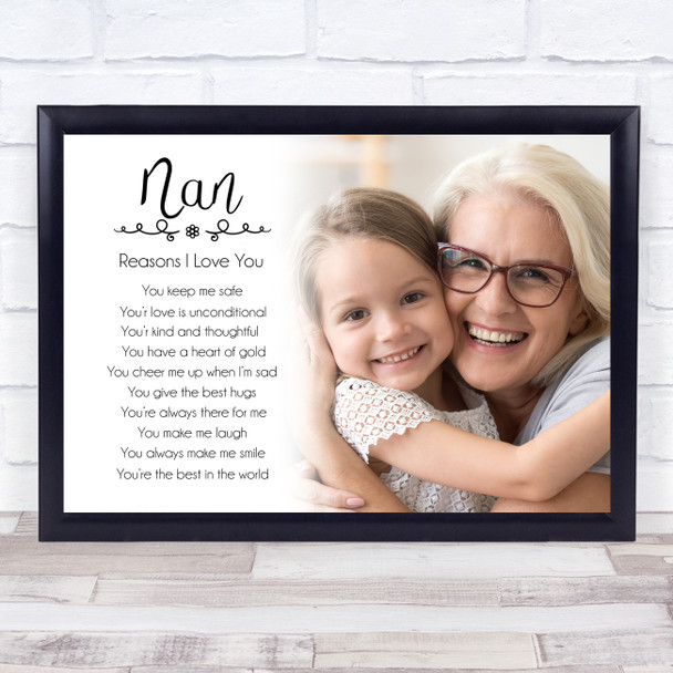 Reasons I Love You Nan Photo Personalised Gift Art Print