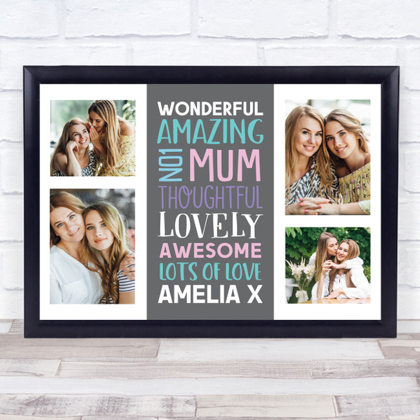 Mum Love Amazing Wonderful Colourful Photos Description Personalised Gift Print