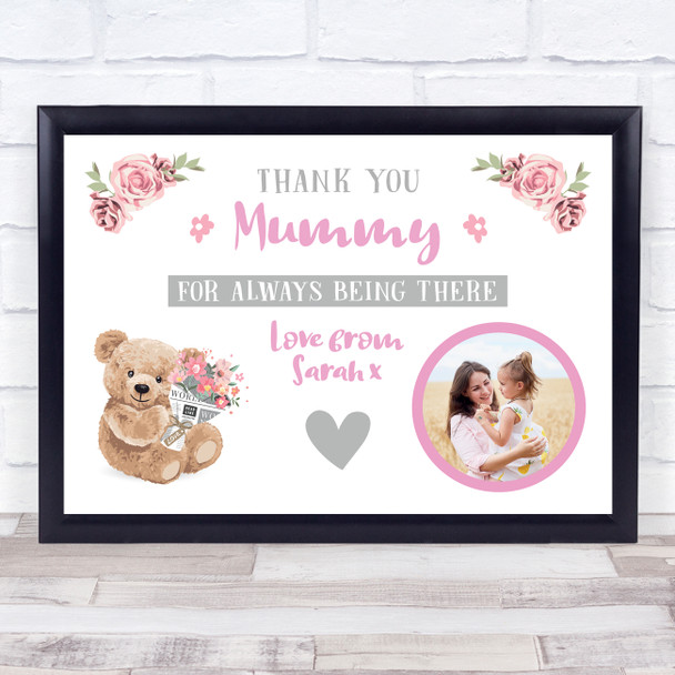 Thank You Mummy Teddy Bear Cute Photo Personalised Gift Art Print