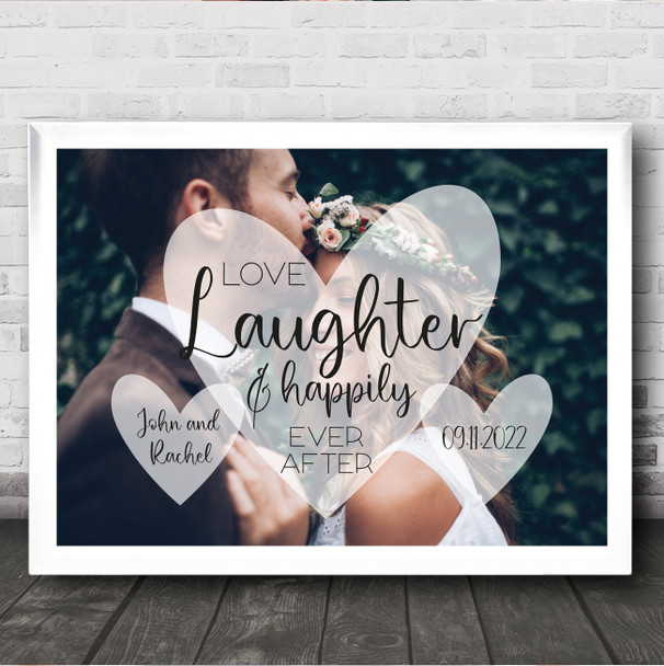 Wedding Day Married Couple Hearts Quote Photo Details Personalised Gift Print