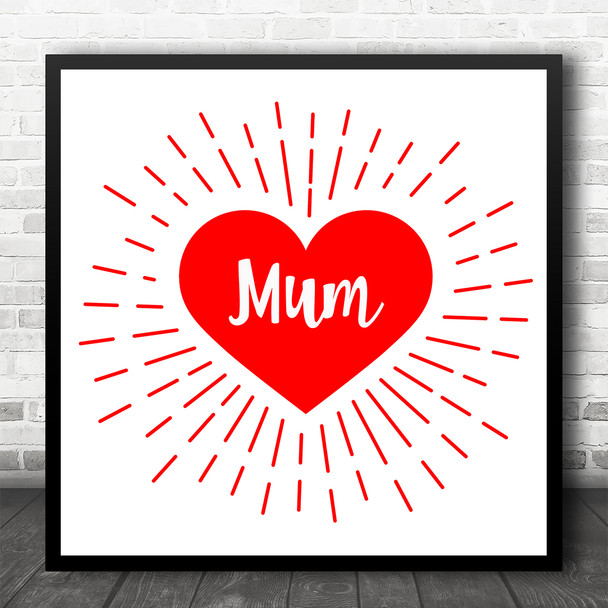 Electric Heart Mum Square Personalised Gift Art Print