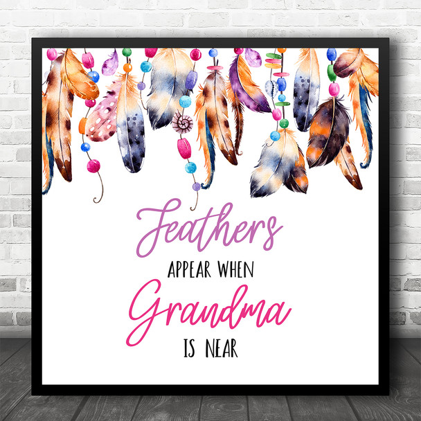 Memorial Feathers Vibrant Square Personalised Gift Art Print
