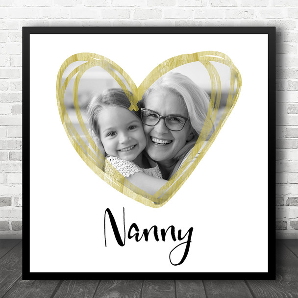Simple Photo Heart Love Nanny Square Personalised Gift Art Print
