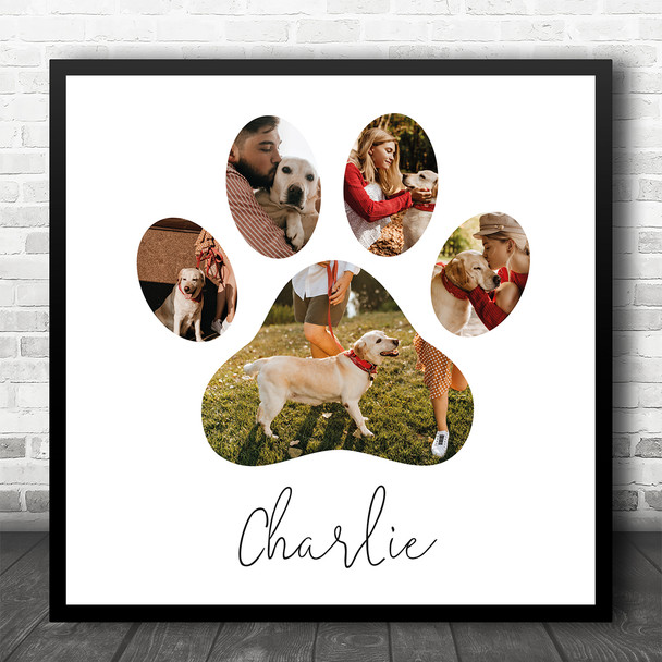 Pet Love Memories Memorial Photo Paw Print Cat Dog Square Gift Print