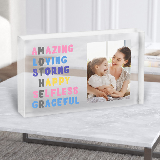 Mother Description Text Photo Personalised Acrylic Block