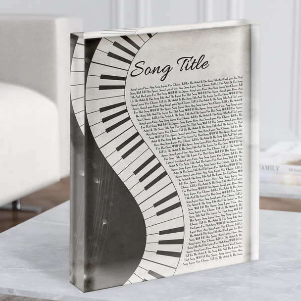 Rustic Grey Piano Script Any Song Lyric Acrylic Block