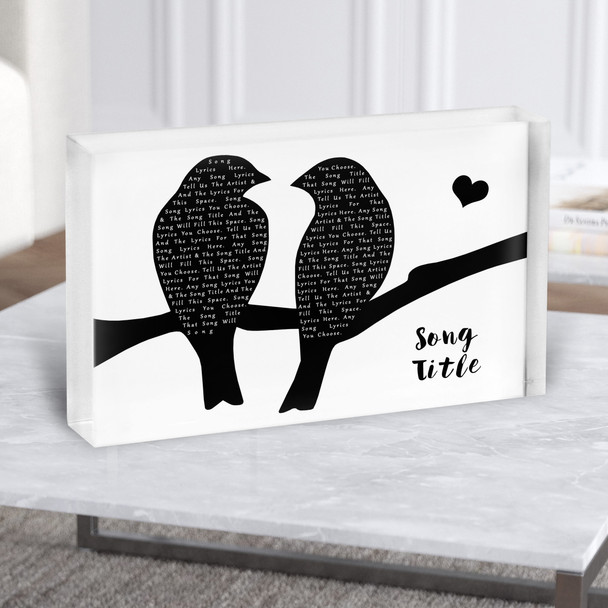 Lovebirds Black & White Any Song Lyric Acrylic Block Lovebirds Black & White Any Song Lyric Acrylic Block