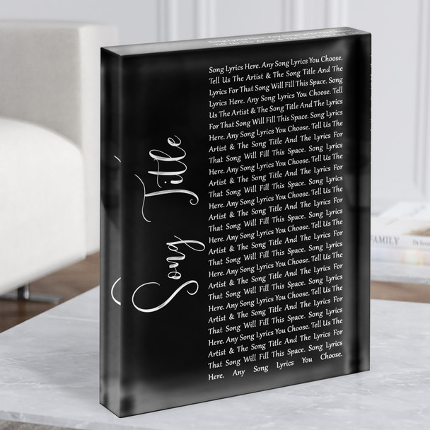 Black Script Any Song Lyric Acrylic Block