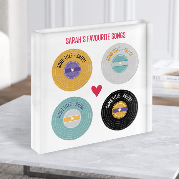 4 Favourite Songs Vinyl Records Square Any Song Lyric Acrylic Block