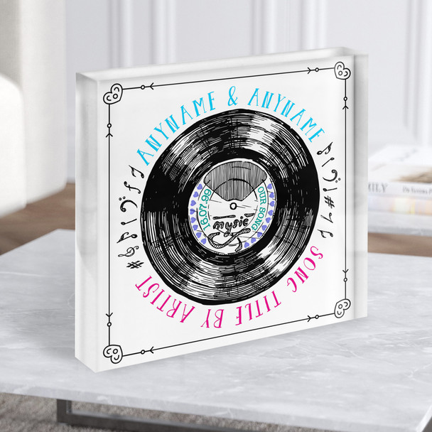 Sketch Record Our Square Square Any Song Lyric Acrylic Block