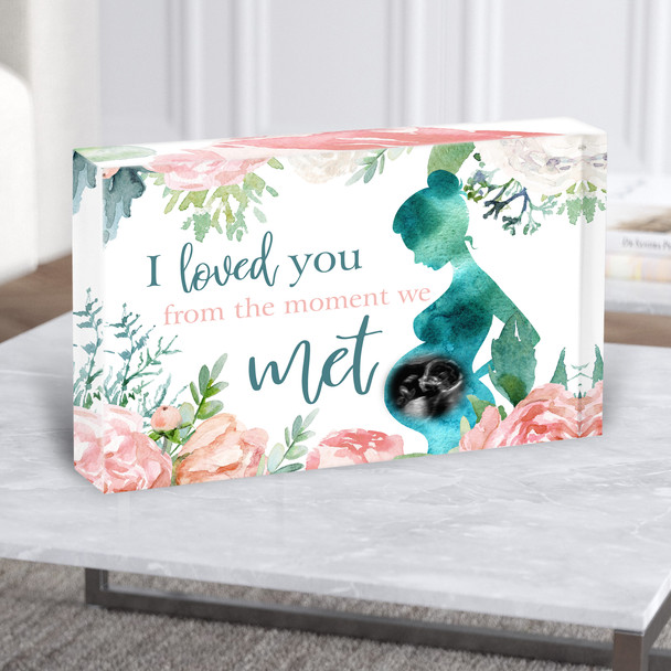 Ultrasound Scan Photo Vintage Floral Personalised Gift Acrylic Block