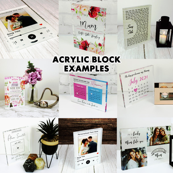 Congrats Mr & Mrs Wedding Day Typographic Photo Personalised Gift Acrylic Block