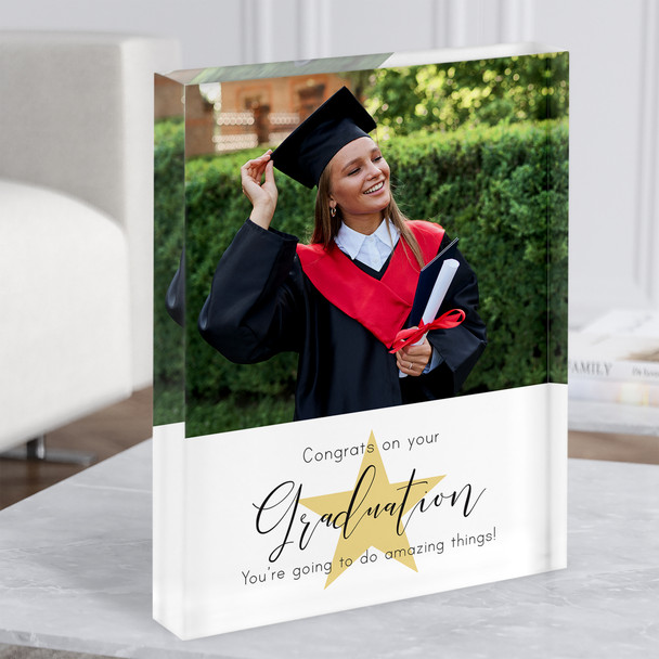 Graduation Congratulations Photos Gold Star Personalised Gift Acrylic Block