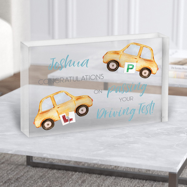 Passing Driving Test Congratulations Yellow Cars Personalised Gift Acrylic Block