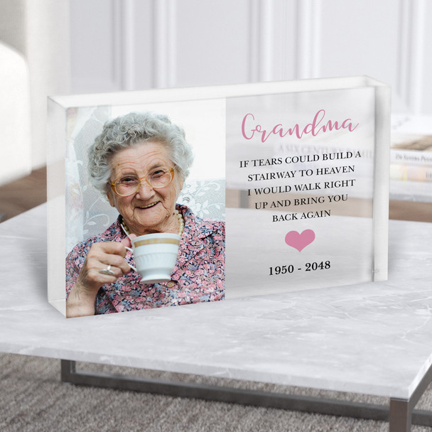 Grandma Memorial Poem & Photo Personalised Gift Acrylic Block