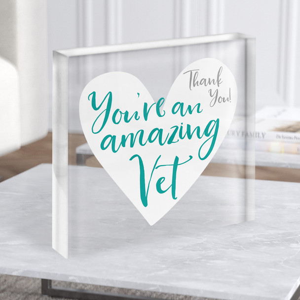 You're An Amazing Vet Typographic Heart Thank You Square Gift Acrylic Block