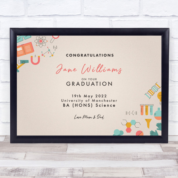 Science Background Congratulations Graduation Personalised Wall Art Gift Print