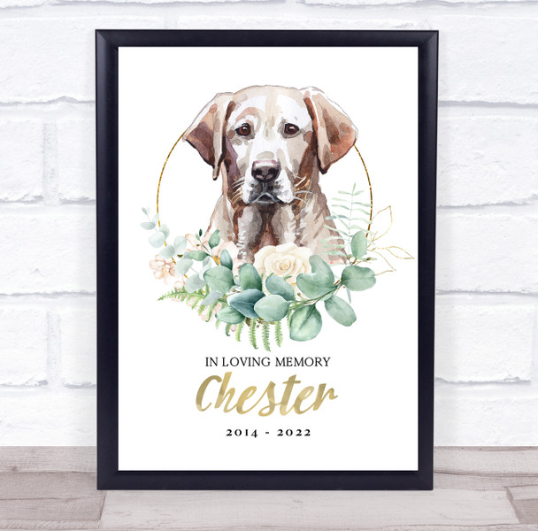 Labrador Dog Pet Memorial Forever In Our Hearts Personalised Wall Art Gift Print