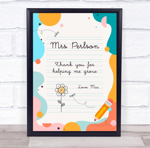Abstract Elements Thank You Teacher Personalised Wall Art Gift Print