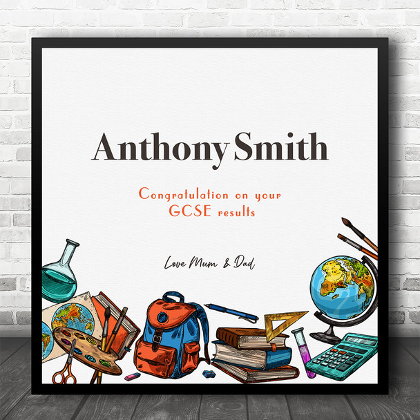 Square School Elements Gcse Results Congratulations Personalised Gift Print