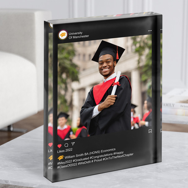 Graduation Congratulation Black Insta Style Photo Gift Acrylic Block