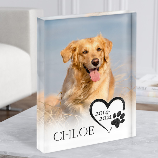Full Photo Pet Memorial Name & Date Dog Cat Personalised Gift Acrylic Block