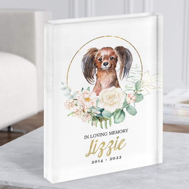 Papillon Dog Pet Memorial Loving Memory Personalised Gift Acrylic Block