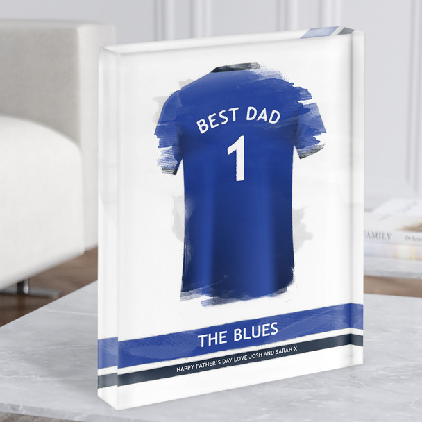 Chelsea Football Shirt Best Dad Personalised Father's Day Gift Acrylic Block