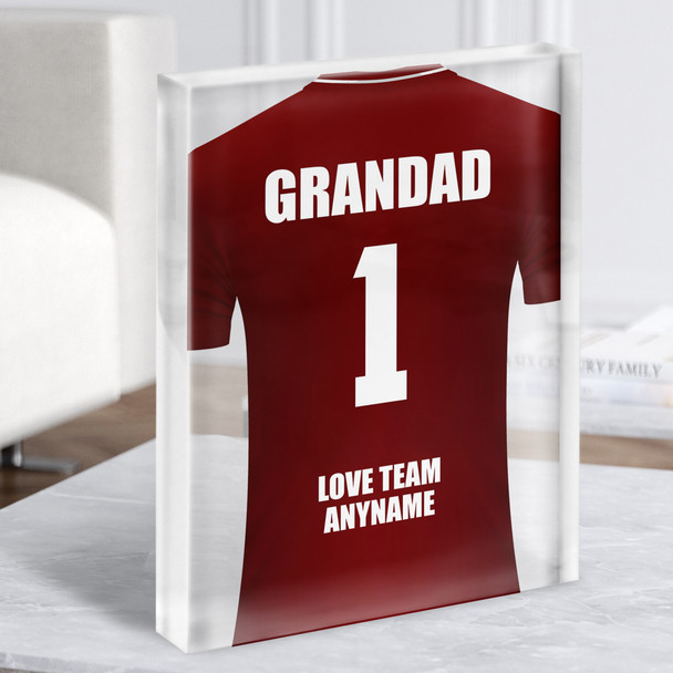 Grandad No.1 Football Shirt Claret Dad Father's Day Gift Acrylic Block