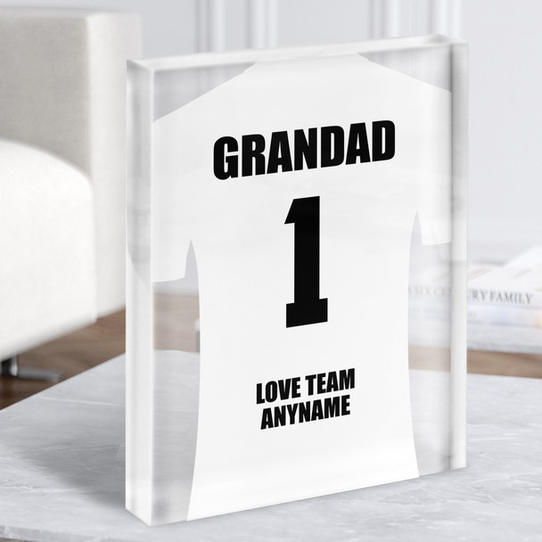 Grandad No.1 Football Shirt White Dad Father's Day Gift Acrylic Block