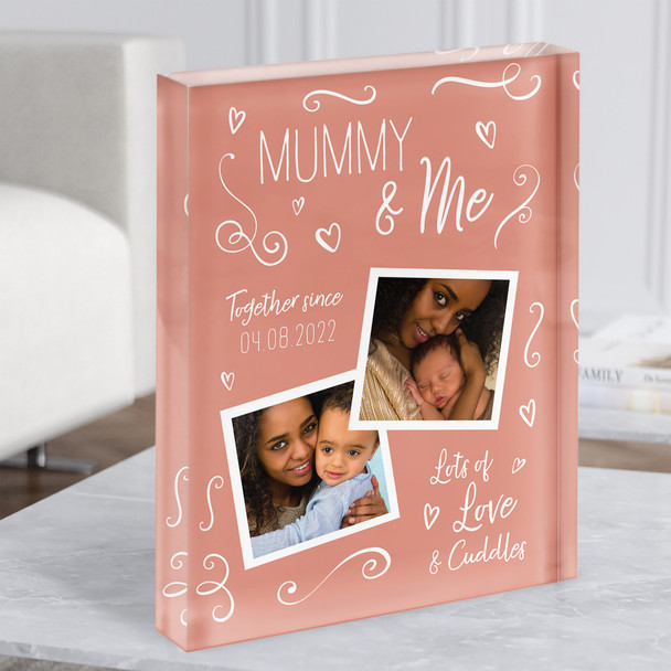 Mummy And Me Baby Photo Doodles Mother's Day Coral Birthday Acrylic Block