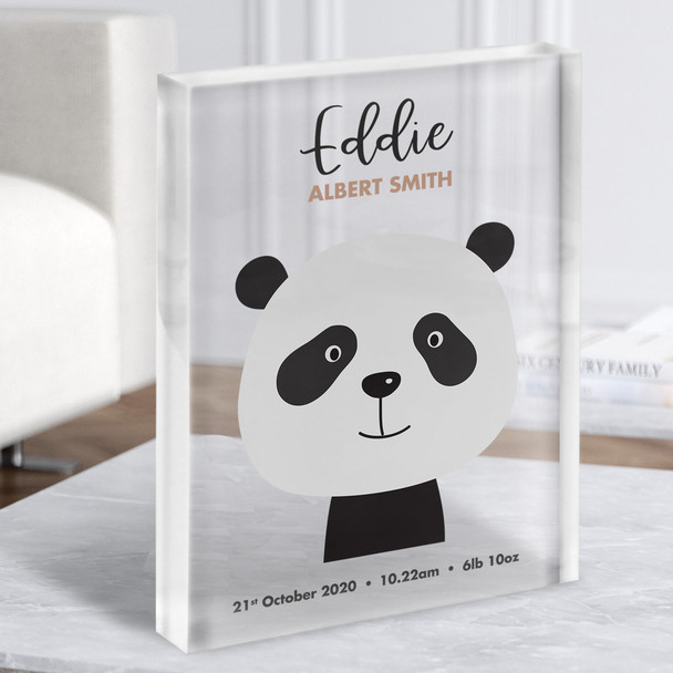 New Baby Birth Details Nursery Christening Cute Koala Face Gift Acrylic Block