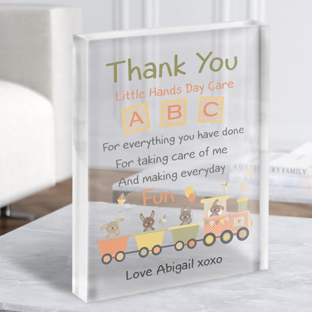 Cute Baby Animals ABC Thank You Nursery Personalised Gift Acrylic Block