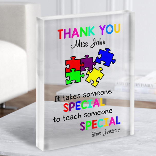 Puzzle Asd Takes Someone Special Thank You Teacher Gift Acrylic Block