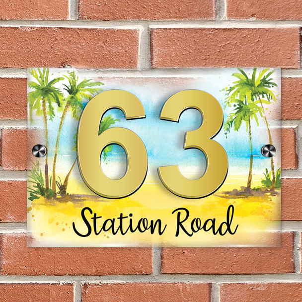 Beach Holiday Coastal Sea Tropical 3D Modern Acrylic Door Number House Sign