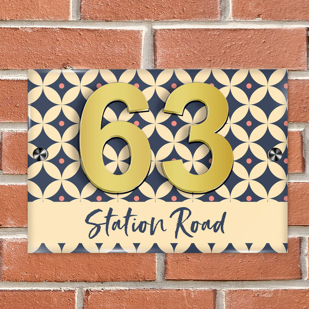 Geometric Pattern Tiles 3D Modern Acrylic Door Number House Sign