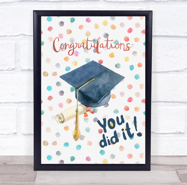 Graduation Congratulations Rainbow Polka Dot Hat Personalised Gift Print