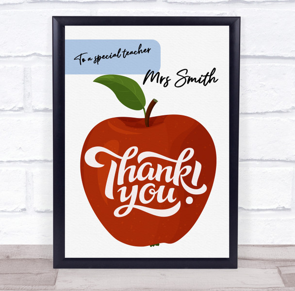 Red Apple Teacher Personalised Thank You Card School Personalised Gift Print