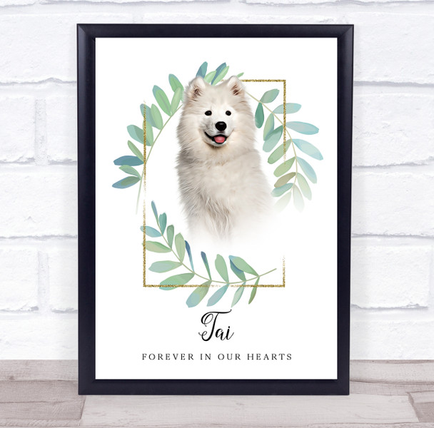 White Samoyed Pet Dog Memorial Forever In Our Hearts Personalised Gift Print