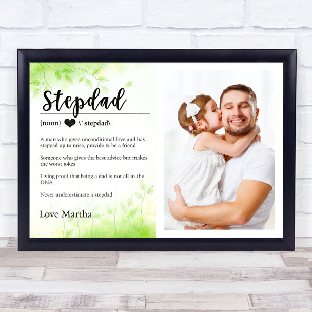 Dictionary Definition Photo Dad Green Spring Leaves Personalised Gift Print