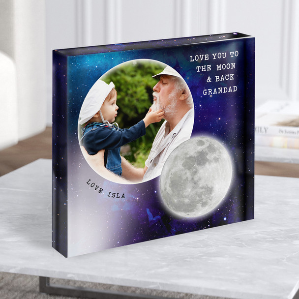 Space Love You The Moon & Back Grandad Photo Square Gift Acrylic Block